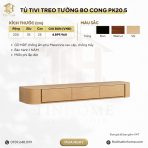 Tủ Tivi treo tường bo cong PK20.5 200x35 - Vân gỗ nhạt