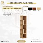 Kệ gỗ decor góc tường 5 tầng PK20.6 - Vân gỗ nhạt