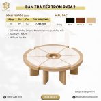 Bàn trà xếp tròn phòng khách PK24.2 - Trắng + Vân gỗ nhạt