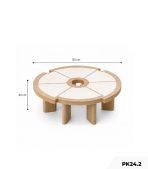 Bàn trà xếp tròn phòng khách PK24.2 - Trắng + Vân gỗ nhạt sở hữu thiết kế tròn mềm mại, kiểu dáng xếp gọn linh hoạt, giúp tiết kiệm diện tích và dễ dàng thay đổi cách bố trí. Sự kết hợp giữa màu trắng và Walnut nhạt mang đến vẻ hiện đại, nhẹ nhàng, phù hợp với phòng khách, căn hộ hoặc không gian cafe. Kích thước: 80D × 40C cm Chất liệu: Gỗ MDF chống ẩm Màu sắc: Trắng + Walnut nhạt Đơn vị tính: Cái Giá: 6.800.000đ/cái Quy cách: 1 cái/sản phẩm Bàn trà xếp tròn phòng khách PK24.2 - Trắng + Vân gỗ nhạt