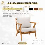 Ghế Sofa đơn cafe chữ Z khung gỗ PK24.3 - Vân gỗ đậm