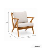 Ghế Sofa đơn cafe chữ Z khung gỗ PK24.3 - Vân gỗ đậm