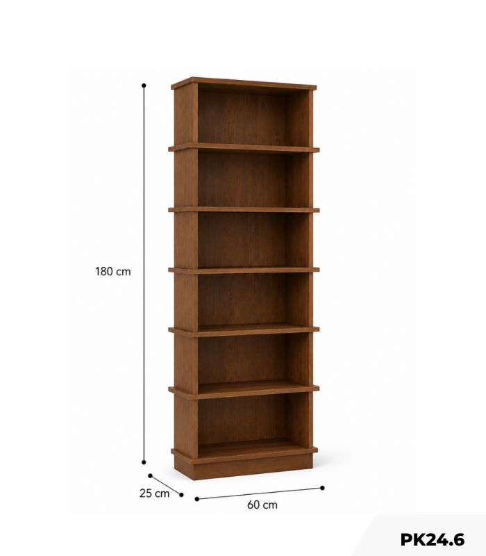 Kệ trang trí phòng khách PK24.6 60x180 - Vân gỗ đậm