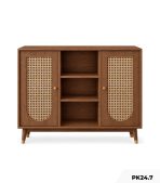 Tủ kệ trang trí phòng khánh cánh mây PK24.7 - Vân gỗ đậm