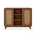 Tủ kệ trang trí phòng khánh cánh mây PK24.7 - Vân gỗ đậm