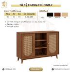 Tủ kệ trang trí phòng khánh cánh mây PK24.7 - Vân gỗ đậm