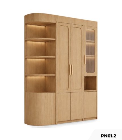 Tủ quần áo cánh gỗ phối kính sang trọng PN01.2 200x200 - Vân gỗ nhạt