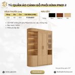 Tủ quần áo cánh gỗ phối kính sang trọng PN01.2 200x200 - Vân gỗ nhạt