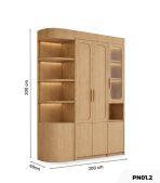 Tủ quần áo cánh gỗ phối kính sang trọng PN01.2 200x200 - Vân gỗ nhạt