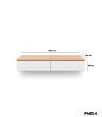 Bàn trang điểm treo tường PN01.4 100x50 - Trắng + Vân gỗ nhạt