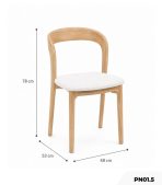 Ghế Neva không tay có đệm PN01.5 - Trắng + Vân gỗ nhạt