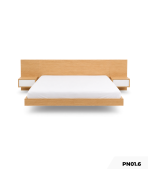 Gường bay gỗ kèm 2 Tab đầu giường PN01.6 160x200 - Vân gỗ nhạt