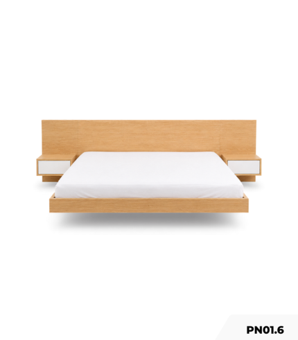Gường bay gỗ kèm 2 Tab đầu giường PN01.6 160x200 - Vân gỗ nhạt