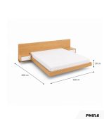Gường bay gỗ kèm 2 Tab đầu giường PN01.6 160x200 - Vân gỗ nhạt