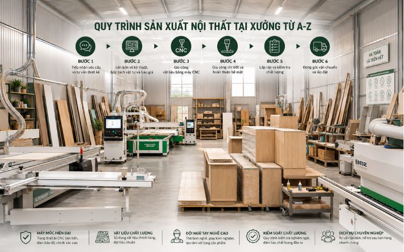Quy Trình Sản Xuất Nội Thất Tại Xưởng Từ A-Z