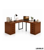Bàn làm việc IKEA Chữ L 2 Tủ LBV89.31 240×220 – Vân gỗ đậm