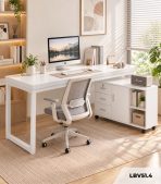 Bàn làm việc Chữ L LBV51.4 140×100 – Trắng