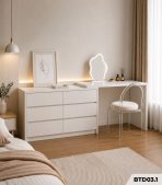 Bàn làm việc kết hợp bàn trang điểm kèm tủ đa năng BTD03.1 -Trắng