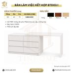 Bàn làm việc kết hợp bàn trang điểm kèm tủ đa năng BTD03.1 -Trắng