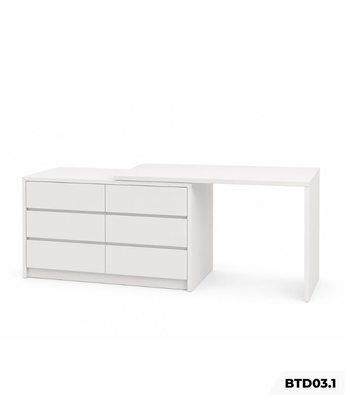 Bàn làm việc kết hợp bàn trang điểm kèm tủ đa năng BTD03.1 -Trắng