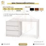 Bàn làm việc kết hợp bàn trang điểm kèm tủ đa năng BTD03.2 - Trắng