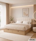 Giường gỗ GNG28.2 140×200 – Vân gỗ nhạt