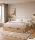 Giường gỗ GNG28.2 140×200 – Vân gỗ nhạt