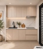 Hệ tủ bếp chữ I MDF chống ẩm phủ Melamine TB03.2 200 cm - Walnut nhạt