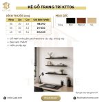 Kệ gỗ thanh ngang treo tường trang trí 60x30 KTT06.3 - Đen