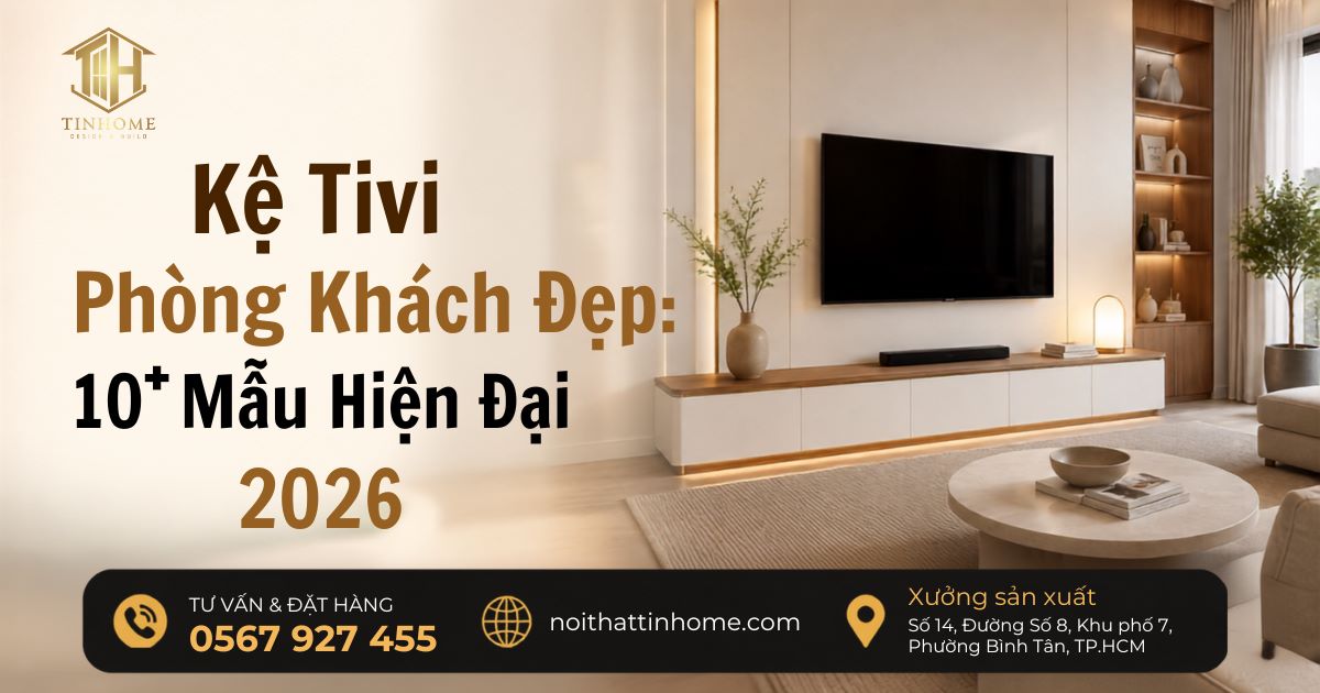 Kệ Tivi Phòng Khách Đẹp: 10+ Mẫu Hiện Đại 2026