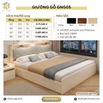Giường gỗ GNG05.8 180x200 - Vân gỗ nhạt