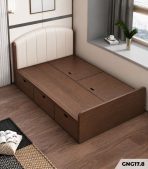 Giường gỗ GNG17.8 180×200 – Vân gỗ đậm