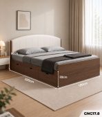Giường gỗ GNG17.8 180×200 – Vân gỗ đậm