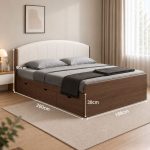 Giường gỗ GNG17.8 180×200 – Vân gỗ đậm