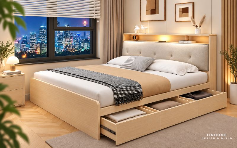 Giường 1m6 có ngăn kéo, hộc chứa đồ
