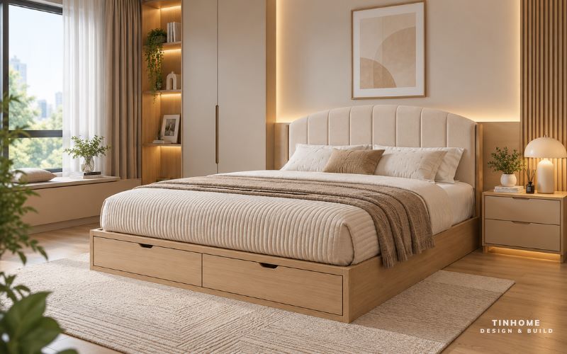 Giường ngủ đầu bọc nệm sang trọng