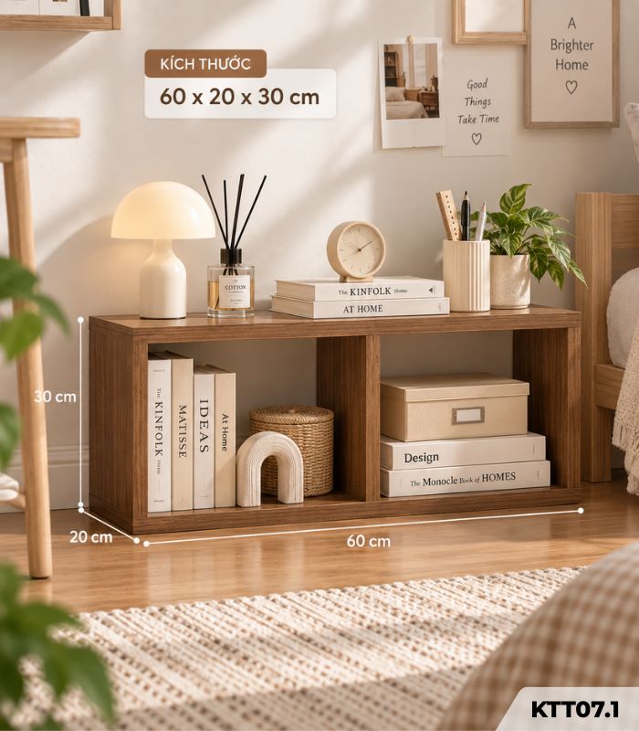 Kệ Sách Gỗ Tổ Ong – Kệ Vuông Lắp Ghép Đa Năng Trang Trí, Lưu Trữ KTT07.1 - 2 Ô
