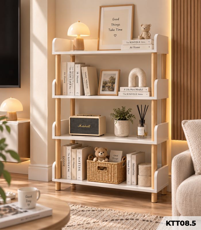 Kệ Sách Đa Năng 4 Tầng – Kệ Để Đồ, Kệ Trang Trí Tiết Kiệm Không Gian KTT08.5