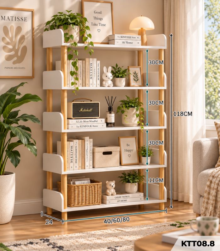 Kệ Sách Đa Năng 5 Tầng – Kệ Để Đồ, Kệ Trang Trí Tiết Kiệm Không Gian KTT08.8