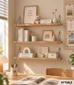 Kệ Gỗ Treo Tường 50x15cm – Kệ Trang Trí Không Cần Khoan, Thanh Ngang Treo Tường KTT09.3