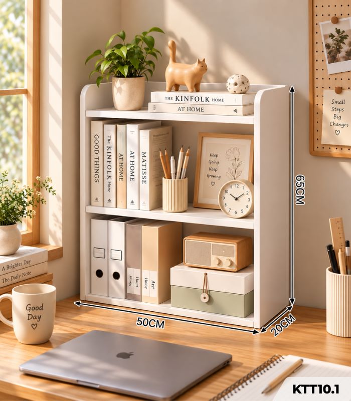 Kệ Sách Để Bàn 50x20x65cm – Kệ Trang Trí Bàn Làm Việc, Góc Học Tập Đa Năng KTT10.1