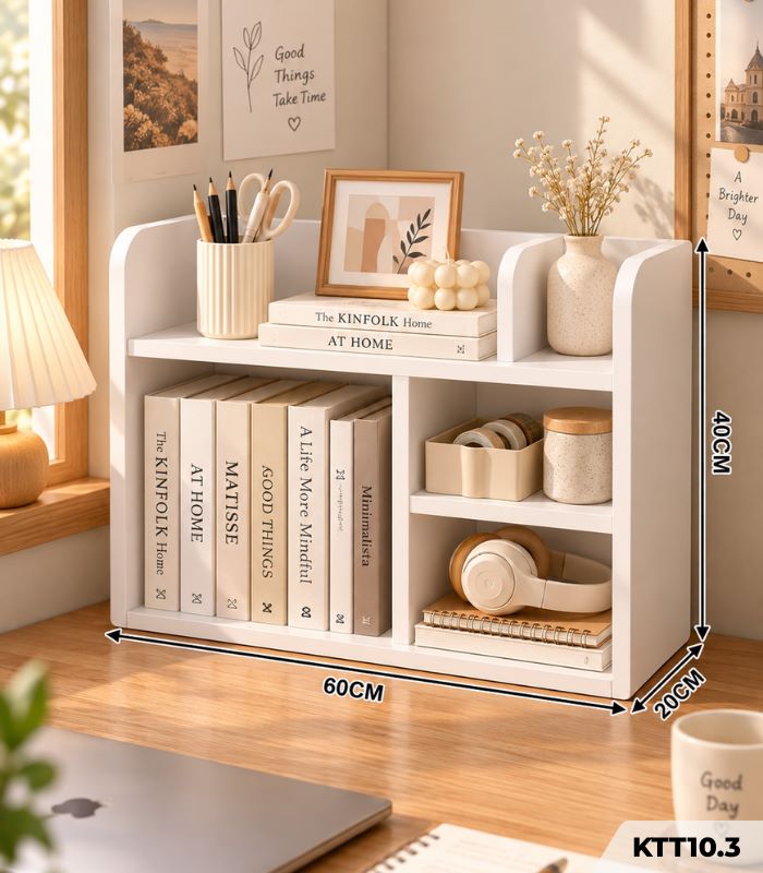 Kệ Sách Để Bàn 60x20x40cm – Kệ Trang Trí Bàn Làm Việc, Góc Học Tập Đa Năng KTT10.3