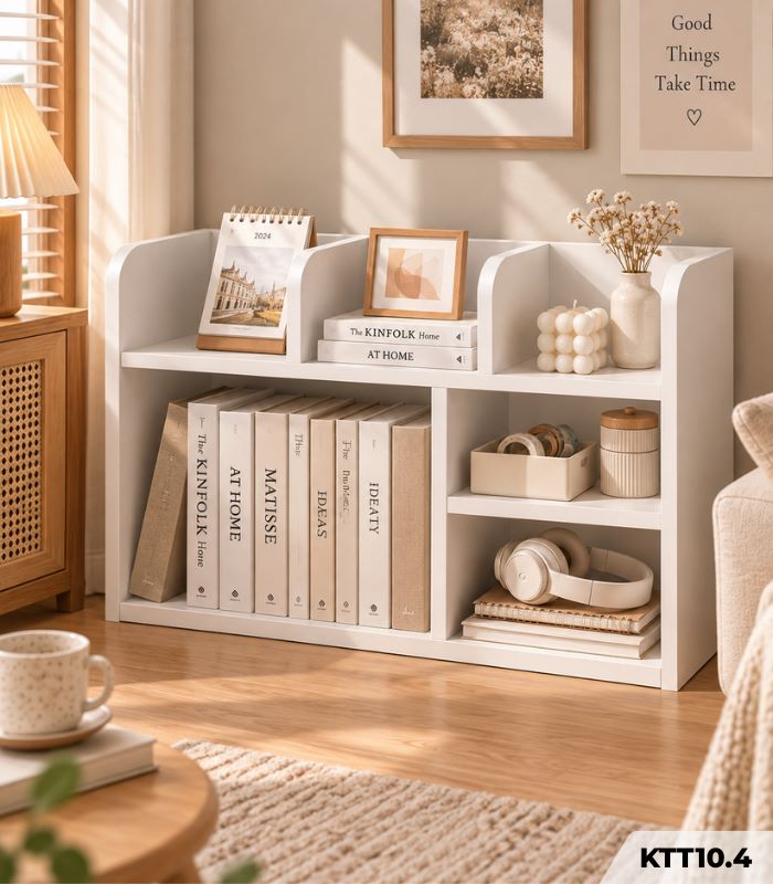Kệ Sách Để Bàn 80x20x40cm – Kệ Trang Trí Bàn Làm Việc, Góc Học Tập Đa Năng KTT10.4