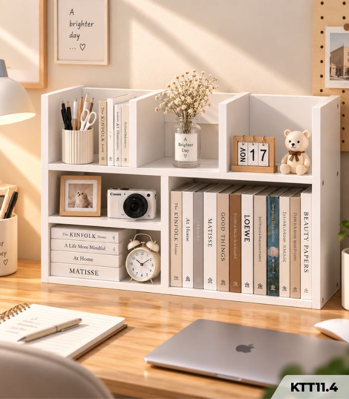 Kệ Sách Gỗ Để Bàn – Kệ Lắp Ghép Đa Năng, Kệ Trang Trí Bàn Học KTT11.4 - 6 Tầng