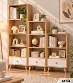Kệ Sách Gỗ Nhiều Tầng – Kệ Để Sàn Lắp Ghép, Kệ Trang Trí MDF Phủ Melamine KTT12.1 - Kệ Sách Gỗ 2 Tầng - Ảnh 3