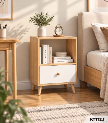 Kệ Sách Gỗ Nhiều Tầng – Kệ Để Sàn Lắp Ghép, Kệ Trang Trí MDF Phủ Melamine KTT12.1 - Kệ Sách Gỗ 2 Tầng