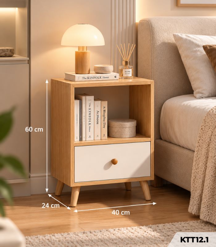 Kệ Sách Gỗ Nhiều Tầng – Kệ Để Sàn Lắp Ghép, Kệ Trang Trí MDF Phủ Melamine KTT12.1 - Kệ Sách Gỗ 2 Tầng