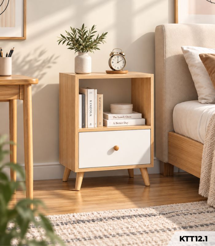 Kệ Sách Gỗ Nhiều Tầng – Kệ Để Sàn Lắp Ghép, Kệ Trang Trí MDF Phủ Melamine KTT12.1 - Kệ Sách Gỗ 2 Tầng