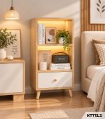 Kệ Sách Gỗ Nhiều Tầng – Kệ Để Sàn Lắp Ghép, Kệ Trang Trí MDF Phủ Melamine KTT12.2 - Kệ Sách Gỗ 3 Tầng