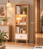 Kệ Sách Gỗ Nhiều Tầng – Kệ Để Sàn Lắp Ghép, Kệ Trang Trí MDF Phủ Melamine KTT12.3 - Kệ Sách Gỗ 4 Tầng